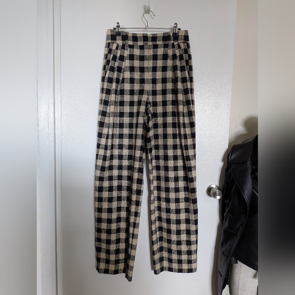 Essentiel Antwerp Checked High-Waisted Trousers- Size 36